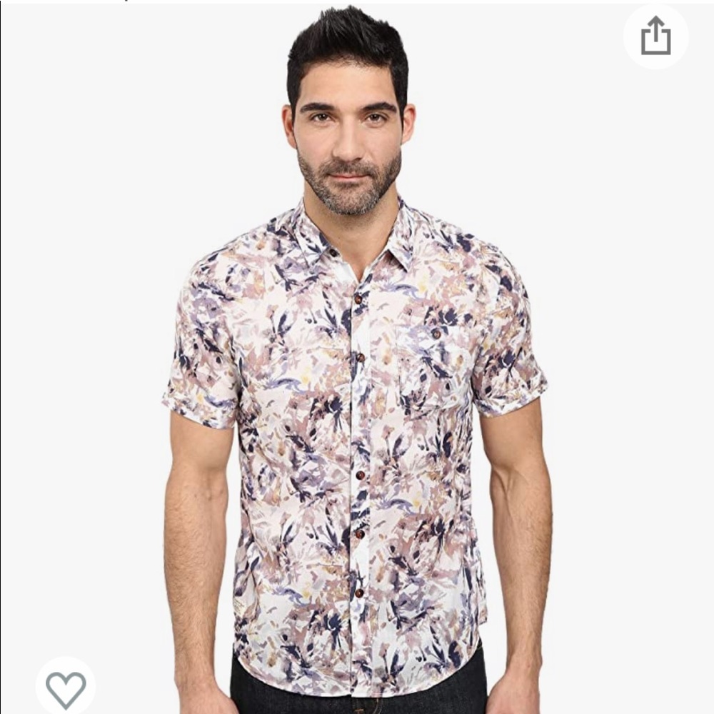 7 Diamonds Men's Neon Wilderness Short Sleeve Shirt White